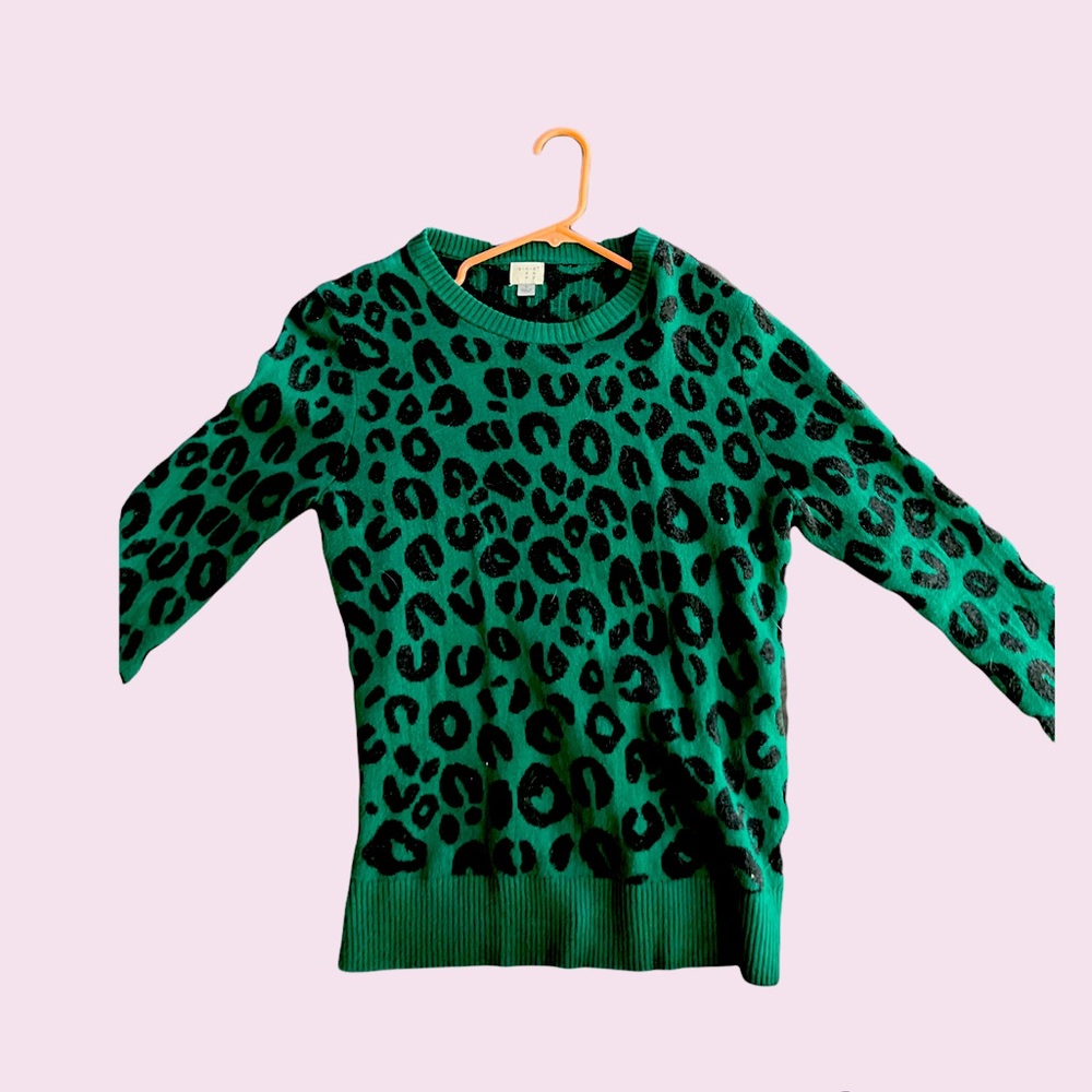 Green leopard sweater